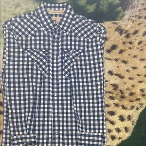 Hollister Navy and White Checkered Button Down Shirt